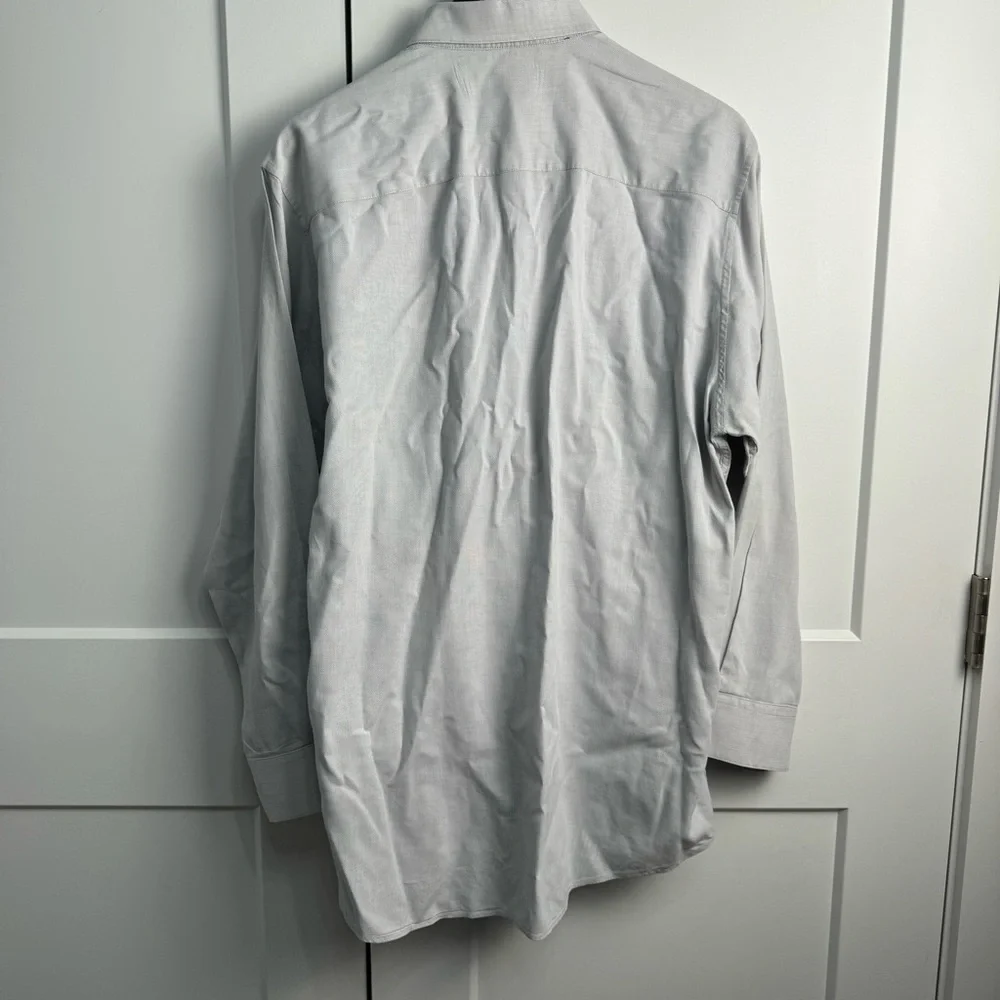 Alfani Men's Fitted Dress Shirt Button Front Button Up Gray Size Large 16